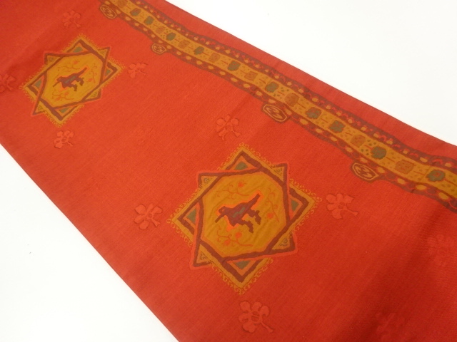 JAPANESE FUKURO OBI / UNUSED / WOVEN FLOWER & BIRD